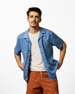 Afuera Button Up Shirt - Print - Men's - Cenotes Azure - US 9888